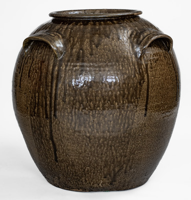 Rare and Monumental 16 Gal. Four-Handled DS (Daniel Seagle, Vale, North Carolina) Stoneware Jar