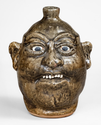 Lanier Meaders Stoneware Face Jug, Cleveland, GA, Dated 1988