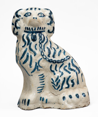 Cobalt-Decorated Ohio Stoneware Spaniel Figure, late 19th century