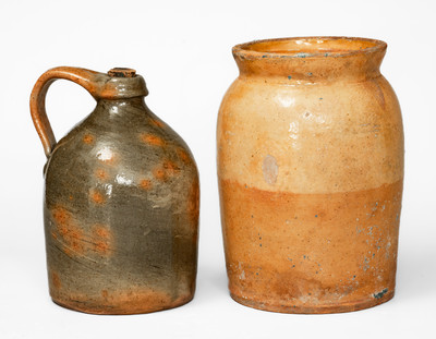 Two Pieces of Galena, Illinois Redware Pottery