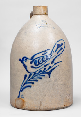 2 Gal. F. B. NORTON SONS / WORCESTER, MASS. Stoneware Jug w/ Dove Decoration