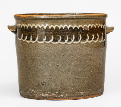 Rare and Fine Stoneware Cake Crock w/ Two-Color Slip Decoration, Edgefield District, SC, c1845-50