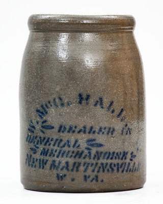 Very Rare NEW MARTINSVILLE, W. VA Stoneware Stenciled Canning Jar