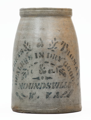 Rare MOUNDSVILLE, W. VA Stoneware Stenciled Canning Jar