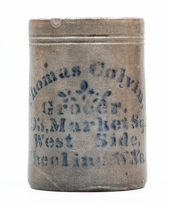 Wheeling, W. VA Stoneware Stenciled Canning Jar