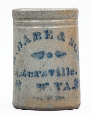 Rare SISTERSVILLE, W. VA Stoneware Stenciled Canning Jar