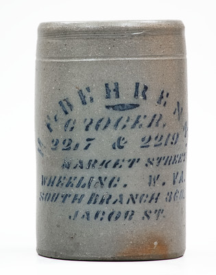 Wheeling, W. VA Stoneware Advertising Canning Jar