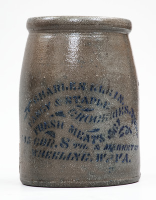 Wheeling, W. VA Stenciled Stoneware Advertising Canning Jar
