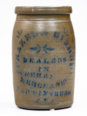 MARTINSBURG, WV Stoneware Stenciled Advertising Jar