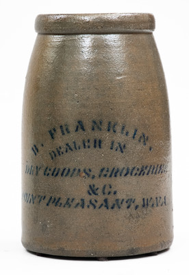 Very Rare POINT PLEASANT, W. VA Stoneware Stenciled Canning Jar