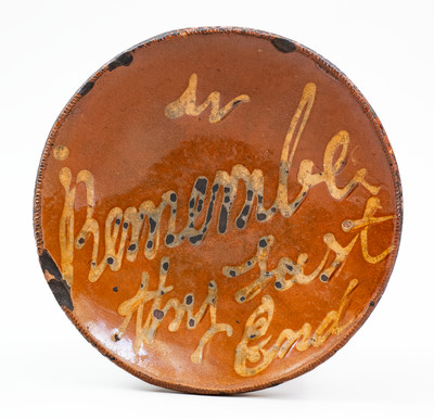 Norwalk, CT Redware Plate w/ 