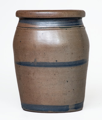 Palatine, WV Stoneware Jar w/ Cobalt Stripe Decoration, c1875
