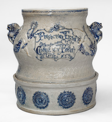 Elaborate CENTRAL N.Y. POTTERY / UTICA, NY Stoneware Water Cooler