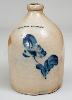 N. CLARK JR. / ATHENS, NY Stoneware Jug w/ Floral Decoration