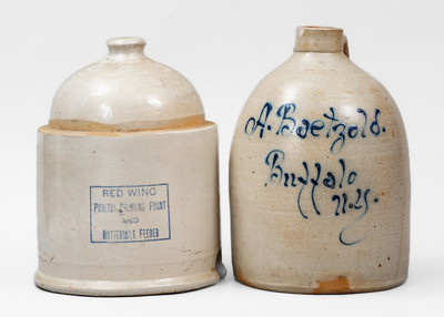 Lot of Two: Buffalo, NY Script Jug and RED WING Chicken Waterer