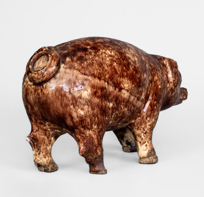 Rare BIELER S RONNY CLUB Rockingham-Glazed Pig Bottle