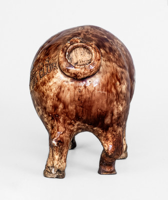 Rare BIELER S RONNY CLUB Rockingham-Glazed Pig Bottle