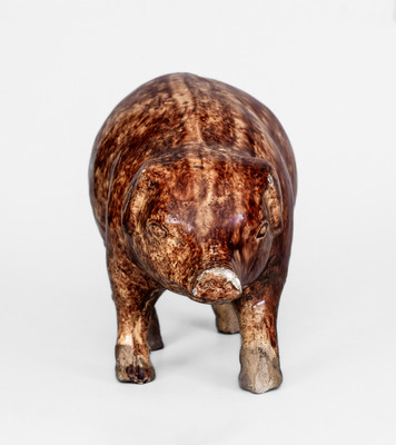 Rare BIELER S RONNY CLUB Rockingham-Glazed Pig Bottle