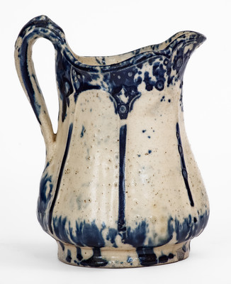 Extremely Rare S. RISLEY / NORWICH, CT Blue and White Molded Stoneware Pitcher