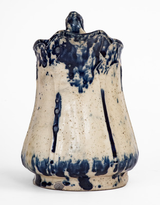 Extremely Rare S. RISLEY / NORWICH, CT Blue and White Molded Stoneware Pitcher