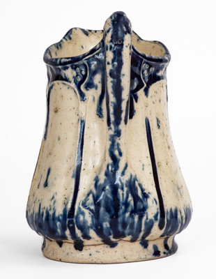 Extremely Rare S. RISLEY / NORWICH, CT Blue and White Molded Stoneware Pitcher
