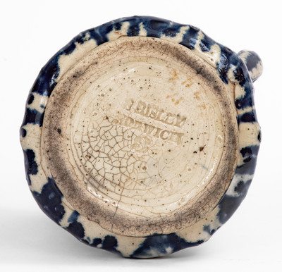 Extremely Rare S. RISLEY / NORWICH, CT Blue and White Molded Stoneware Pitcher