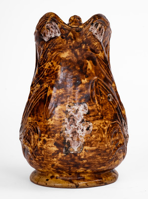 Exceptional S. RISLEY / NORWICH, CT Slip-Decorated Stoneware Corn Pitcher