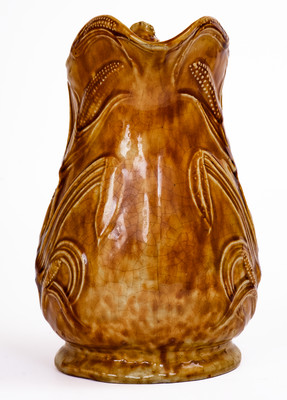 Rare S. RISLEY / NORWICH, Connecticut Rockingham-Glazed Stoneware Corn Pitcher