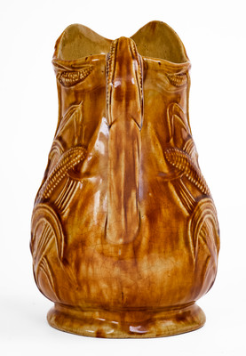 Rare S. RISLEY / NORWICH, Connecticut Rockingham-Glazed Stoneware Corn Pitcher