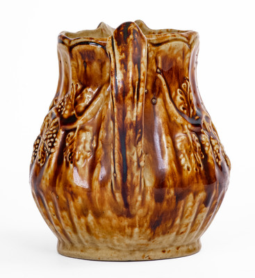 Rare S. RISLEY / NORWICH, Connecticut Rockingham-Glazed Stoneware Grapes Pitcher