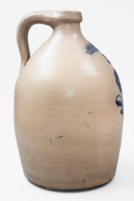 2 Gal. JOHN BURGER / ROCHESTER, New York Stoneware Jug w/ Slip-Trailed Floral Decoration