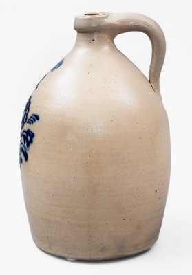 2 Gal. JOHN BURGER / ROCHESTER, New York Stoneware Jug w/ Slip-Trailed Floral Decoration