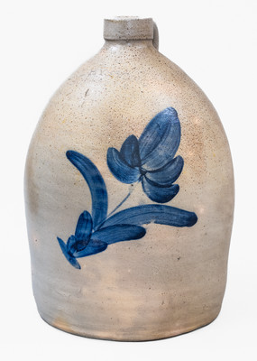 2 Gal. A. L. HYSSONG / BLOOMSBURG, PA Stoneware Jug w/ Floral Decoration