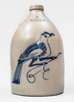 2 Gal. HUDSON, NY POTTERY Stoneware Bird Jug, circa 1867-79
