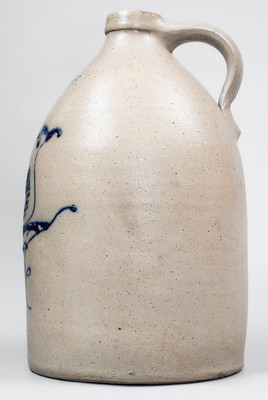 2 Gal. HUDSON, NY POTTERY Stoneware Bird Jug, circa 1867-79