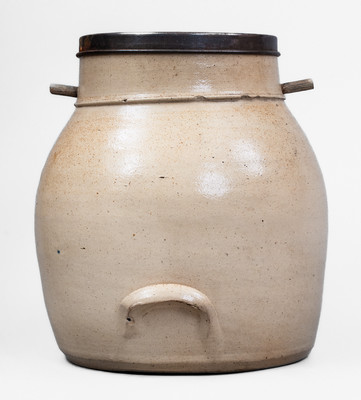 Attrib. Nathan Clark, Jr., Athens, NY Stoneware Batter Pail w/ Floral Decoration