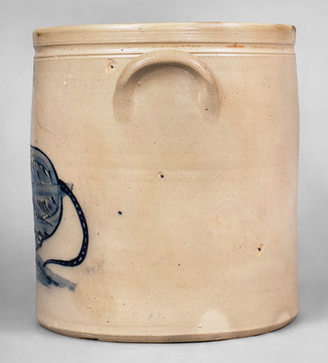 Important W. H. FARRAR / GEDDES, N.Y Stoneware Crock w/ Elaborate Cat Decoration, Inscribed 