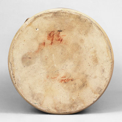 Important W. H. FARRAR / GEDDES, N.Y Stoneware Crock w/ Elaborate Cat Decoration, Inscribed 