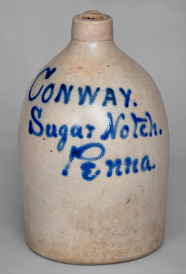 Rare Sugar Notch, PA Stoneware Jug by EVAN R. JONES / PITTSTON, PA