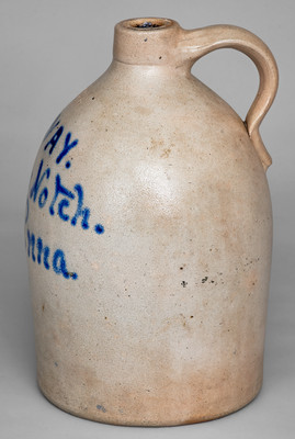 Rare Sugar Notch, PA Stoneware Jug by EVAN R. JONES / PITTSTON, PA