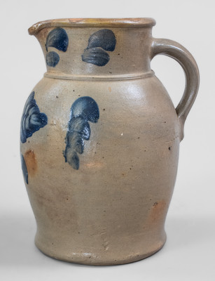 One-and-a-Half-Gallon Baltimore Stoneware Pitcher w/ Cobalt Floral Decoration