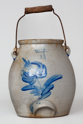 EVAN R. JONES / PITTSTON, PA Stoneware Batter Pail w/ Cobalt Floral Decoration