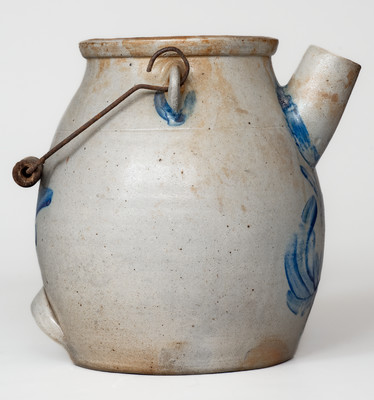 EVAN R. JONES / PITTSTON, PA Stoneware Batter Pail w/ Cobalt Floral Decoration