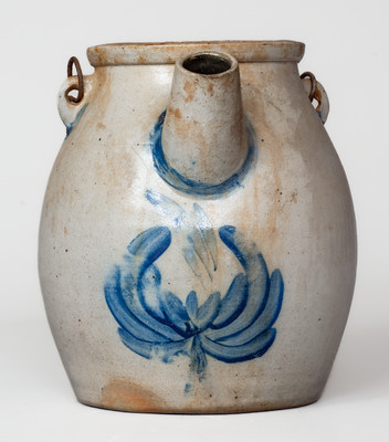 EVAN R. JONES / PITTSTON, PA Stoneware Batter Pail w/ Cobalt Floral Decoration