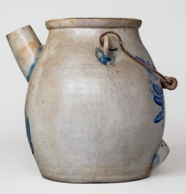 EVAN R. JONES / PITTSTON, PA Stoneware Batter Pail w/ Cobalt Floral Decoration