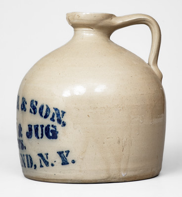 Cleveland, NY Stoneware Advertising Syrup Jug, attrib. White s Pottery, Utica, NY