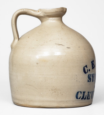 Cleveland, NY Stoneware Advertising Syrup Jug, attrib. White s Pottery, Utica, NY