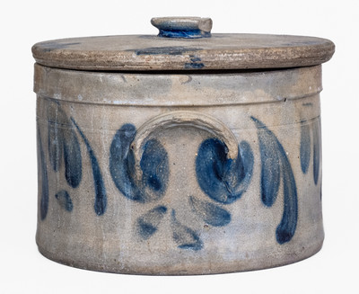 Cobalt-Decorated Stoneware Butter Crock w/ Lid, attrib. Richard C. Remmey, Philadelphia, PA