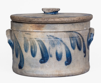 Cobalt-Decorated Stoneware Butter Crock w/ Lid, attrib. Richard C. Remmey, Philadelphia, PA