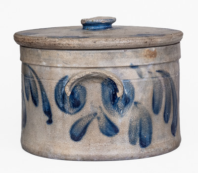 Cobalt-Decorated Stoneware Butter Crock w/ Lid, attrib. Richard C. Remmey, Philadelphia, PA